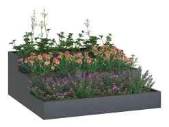 Clearance Maceta para Jardín | Jardinera | Macetero Antracita 90 x 90 x 35 cm Acero Gris