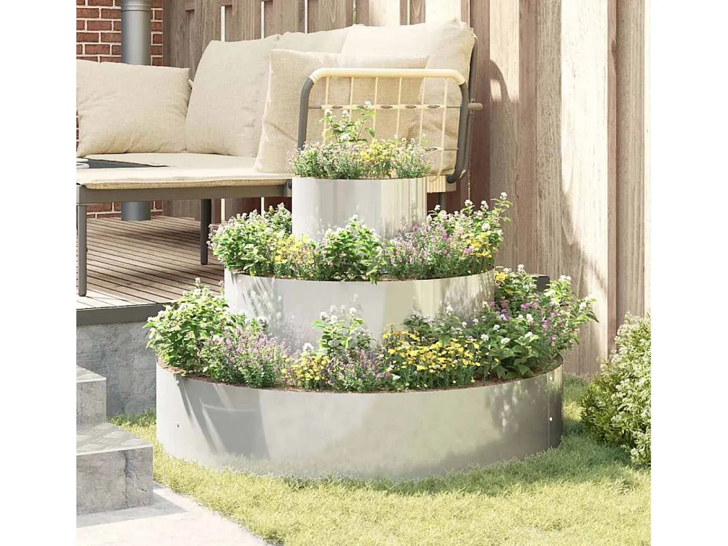 Maceta para Jardín | Jardinera | Macetero 90 x 90 x 20 cm Acero galvanizado Plateado Sale
