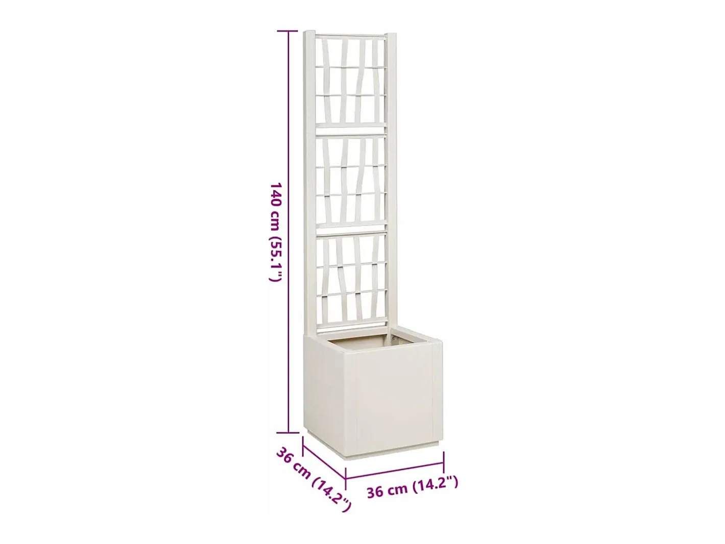 Best Maceta para Jardín | Jardinera | Macetero 36 x 36 x 140 cm Polipropileno Blanco