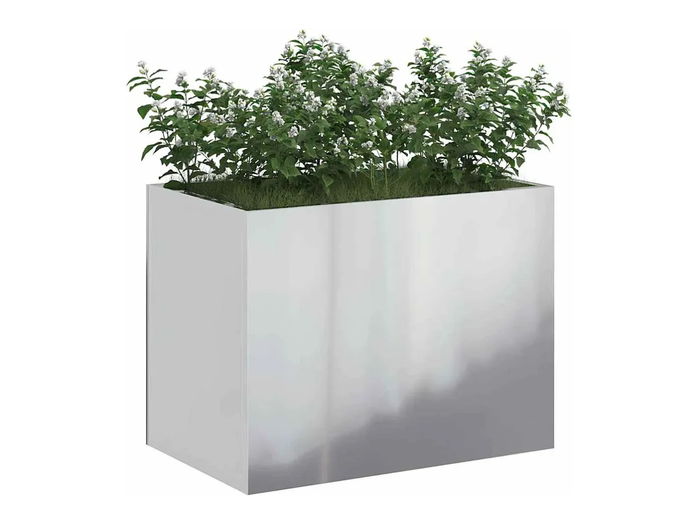 Macetero-Maceta para Jardín | Jardinera | Macetero 50 x 32 x 40 cm Acero galvanizado Plateado