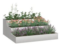 Maceta para Jardín | Jardinera | Macetero 90 x 90 x 35 cm Acero inoxidable Plateado