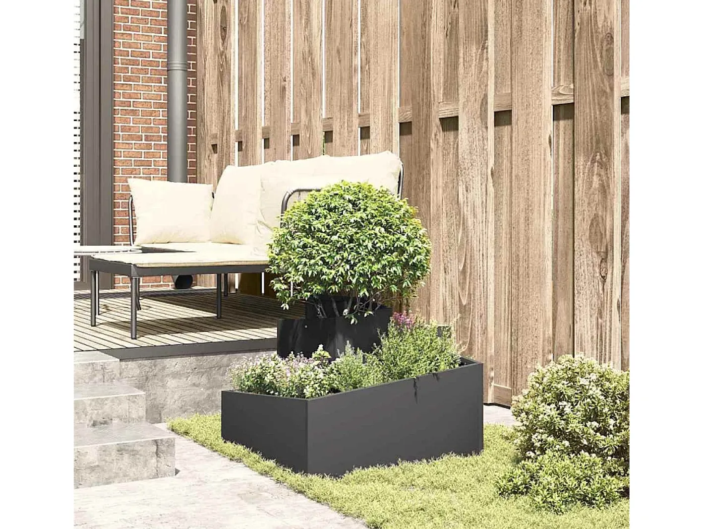 Macetero-Maceta para Jardín | Jardinera | Macetero 60 x 60 x 50 cm Acero Negro
