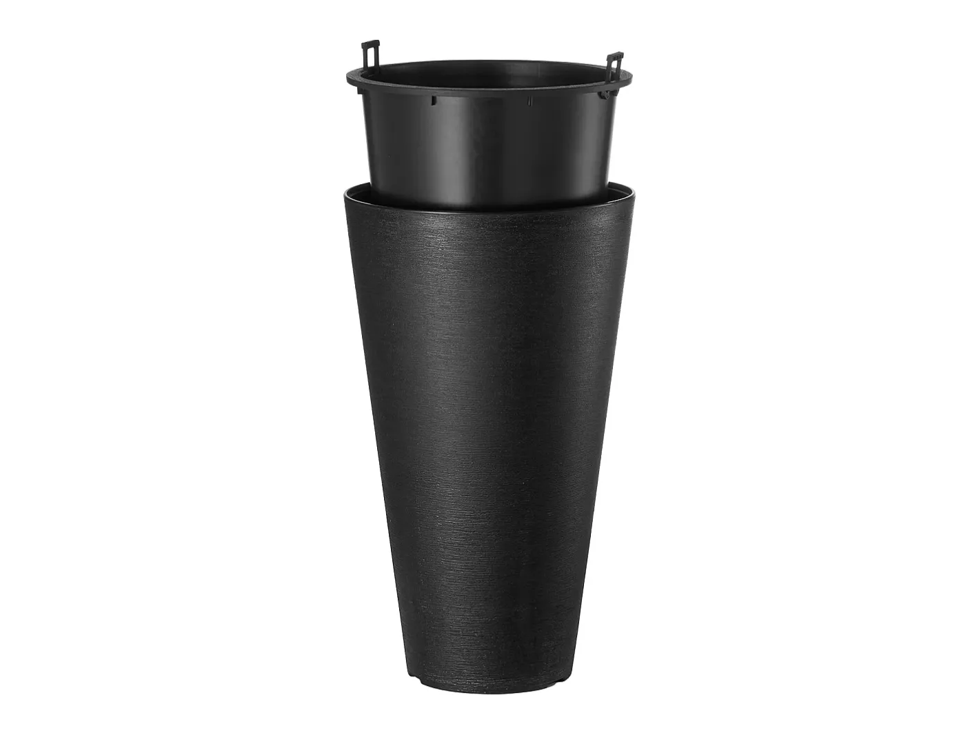 Macetero-Macetas SucceBuy, Juego de 2, Redondas y Cónicas de 61 cm, para Uso en Exteriores e Interiores Negro