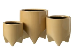 LANA DECO Macetero-Macetero de cerámica de 15x15x17 cm Beige