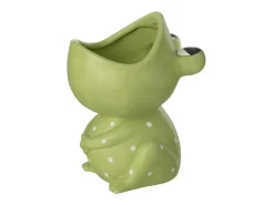 J-Line Macetero-Macetero rana de cerámica 16.5x15.5x21 cm Verde