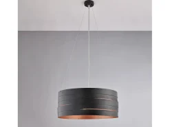 Lámpara Suspendida-Mambo - Lámpara colgante negra exterior negro, interior cobre antiguo y cables orientables, 3 luces Ø45 Cobrizo