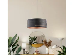 Lámpara Suspendida-Mambo - Lámpara colgante negra exterior negro, interior cobre antiguo y cables orientables, 3 luces Ø45 Cobrizo