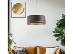 Mambo - Lámpara colgante negra con efecto óxido exterior, interior dorado y cables de acero, 3 luces Marru00f3n chocolate Online