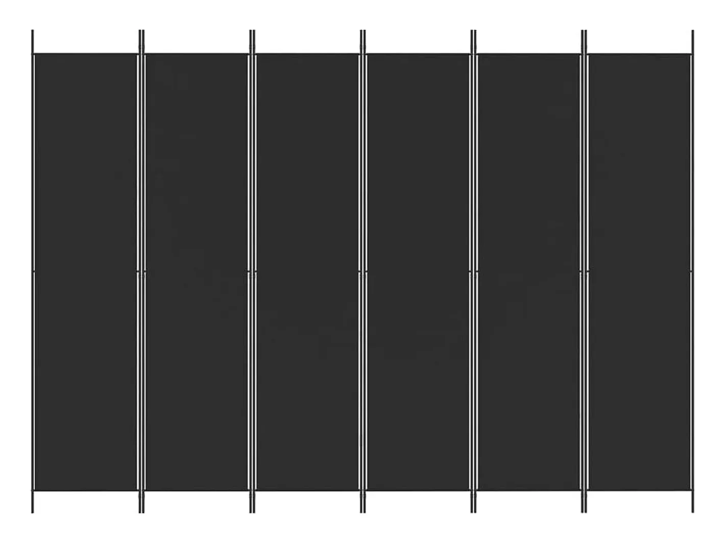 Mampara divisoria 6 paneles Tela Negra 300x220 cm Negro