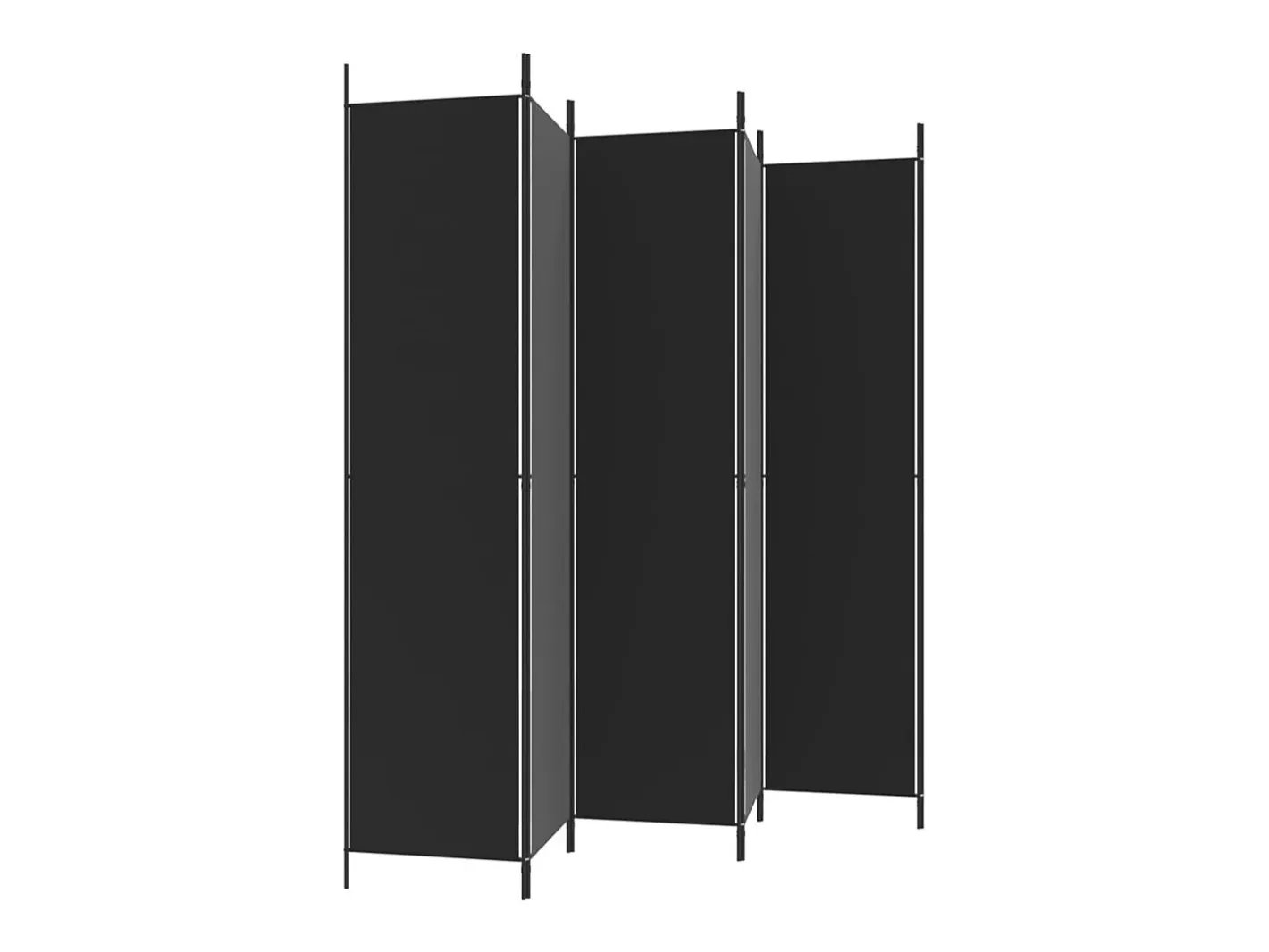 Mampara divisoria 6 paneles Tela Negra 300x220 cm Negro