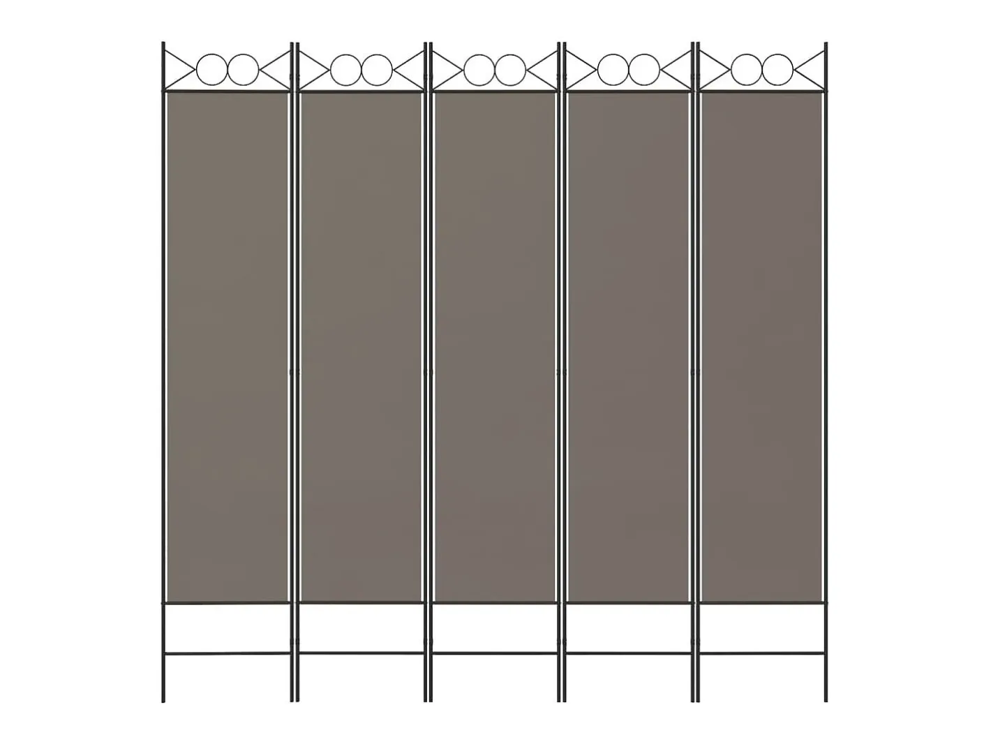 Biombo-Mampara divisoria de 5 paneles Antracita 200x200 cm Tejido Gris