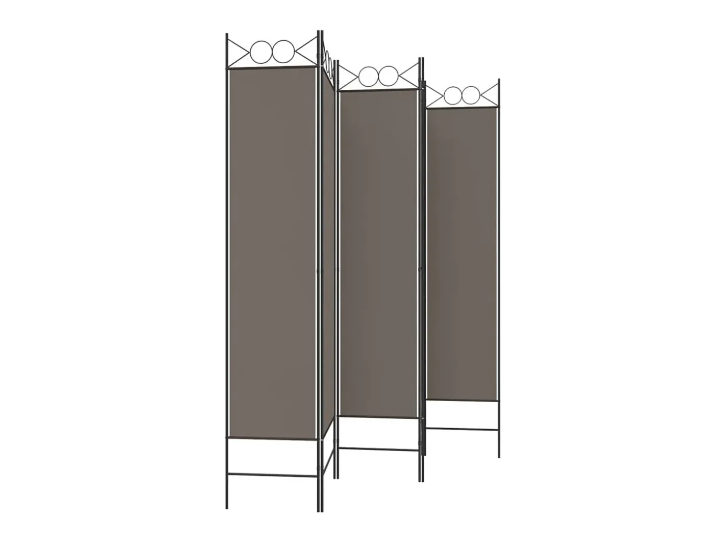 Biombo-Mampara divisoria de 5 paneles Antracita 200x200 cm Tejido Gris