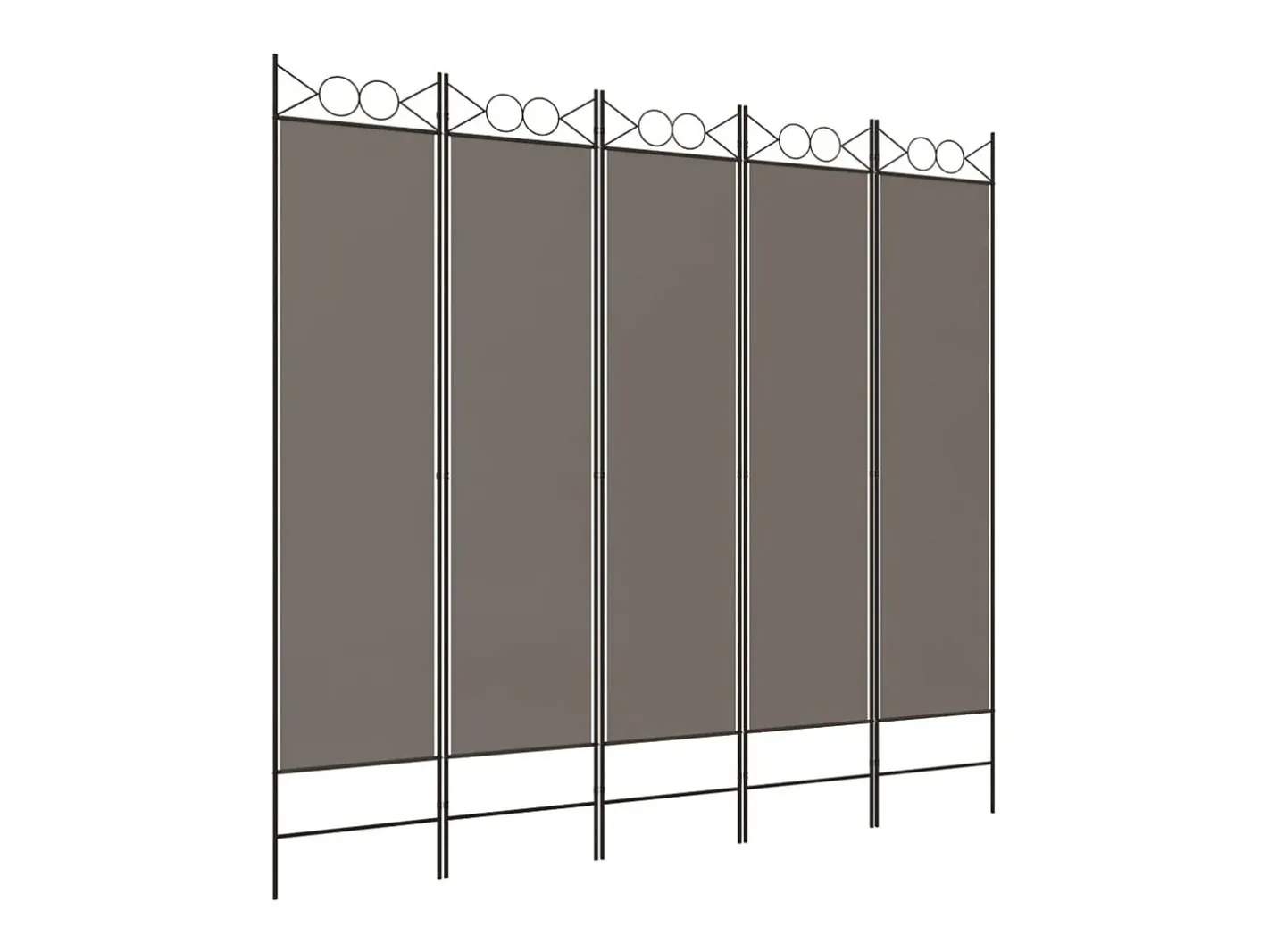 Biombo-Mampara divisoria de 5 paneles Antracita 200x200 cm Tejido Gris
