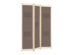 Biombo-Mampara divisoria de 3 paneles Marrón 120x170x4 cm Tela Marru00f3n