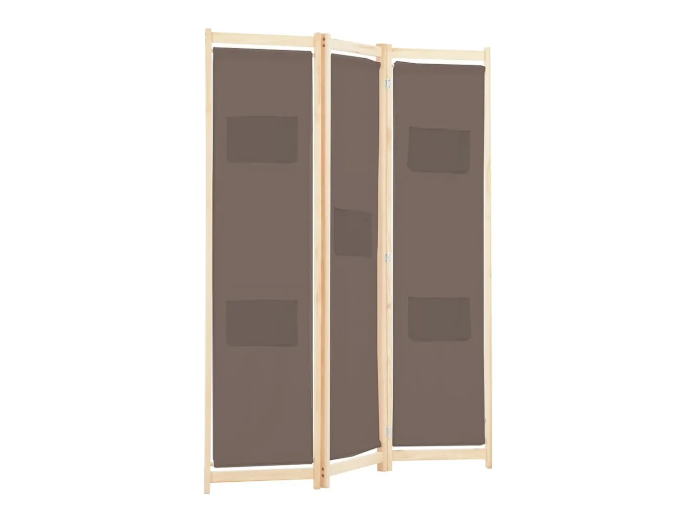 Biombo-Mampara divisoria de 3 paneles Marrón 120x170x4 cm Tela Marru00f3n