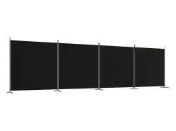 Mampara divisoria de 4 paneles Tela Negra 698x180 cm Negro Hot
