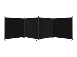 Mampara divisoria de 4 paneles Tela Negra 698x180 cm Negro Hot