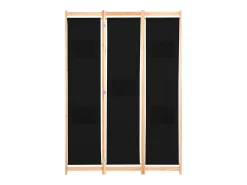 Mampara divisoria de 3 paneles Tela Negra 120x170x4 cm Negro New