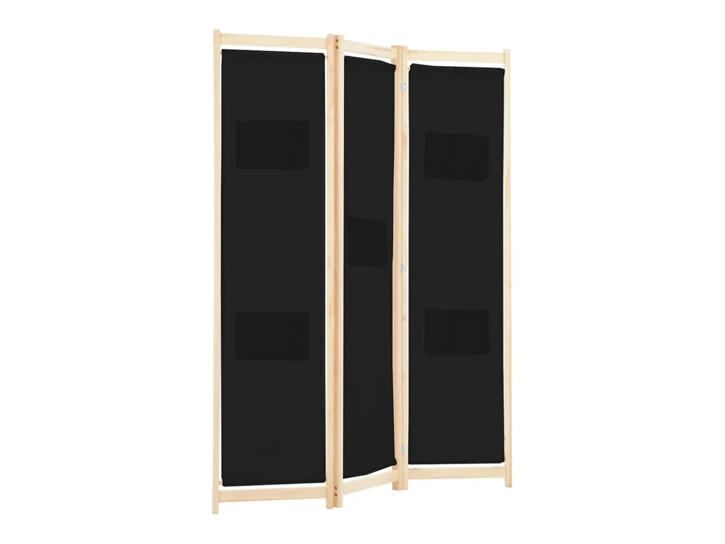 Mampara divisoria de 3 paneles Tela Negra 120x170x4 cm Negro New