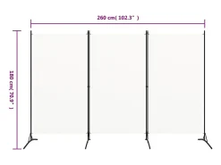 Online Mampara divisoria de 3 paneles Tela Blanca 260x180 cm Blanco