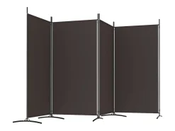Biombo-Mampara divisoria de 4 paneles Marrón 346x180 cm Tela Marru00f3n