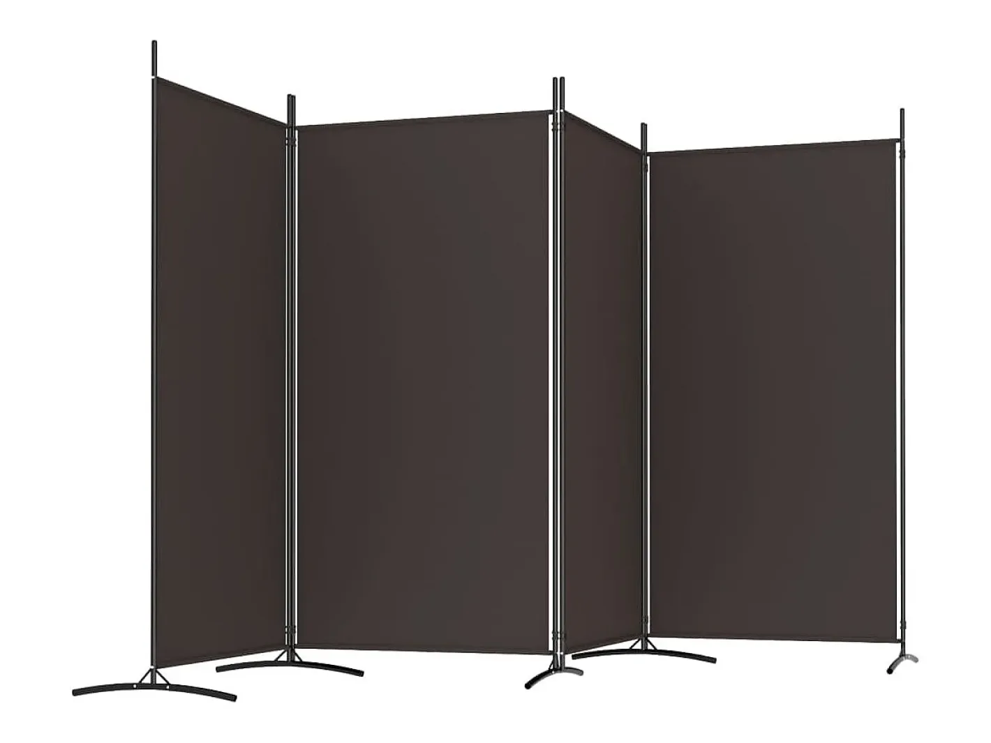 Biombo-Mampara divisoria de 4 paneles Marrón 346x180 cm Tela Marru00f3n