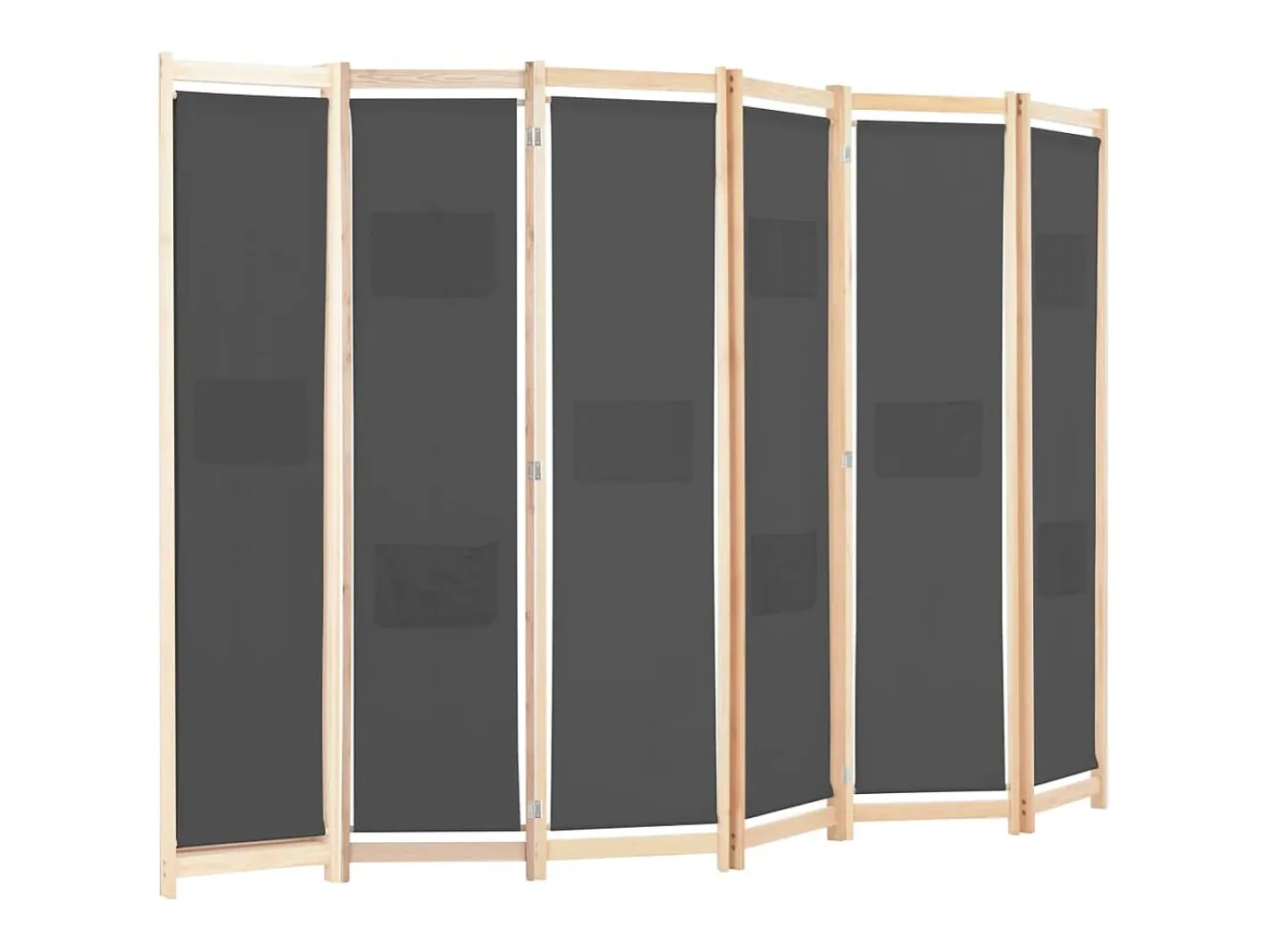 Biombo-Mampara divisoria de 6 paneles 240 x 170 x 4 cm Tela Gris