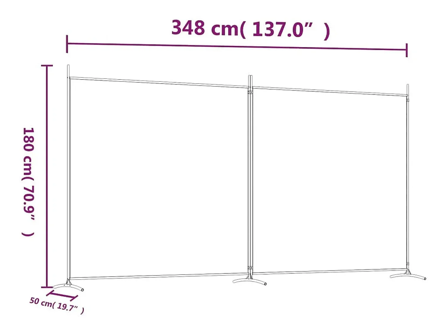 Mampara divisoria de 2 paneles Marrón 348x180 cm Tela Marru00f3n Online