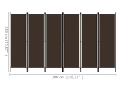 Mampara divisoria de 6 paneles Marrón 300x180 cm Marru00f3n