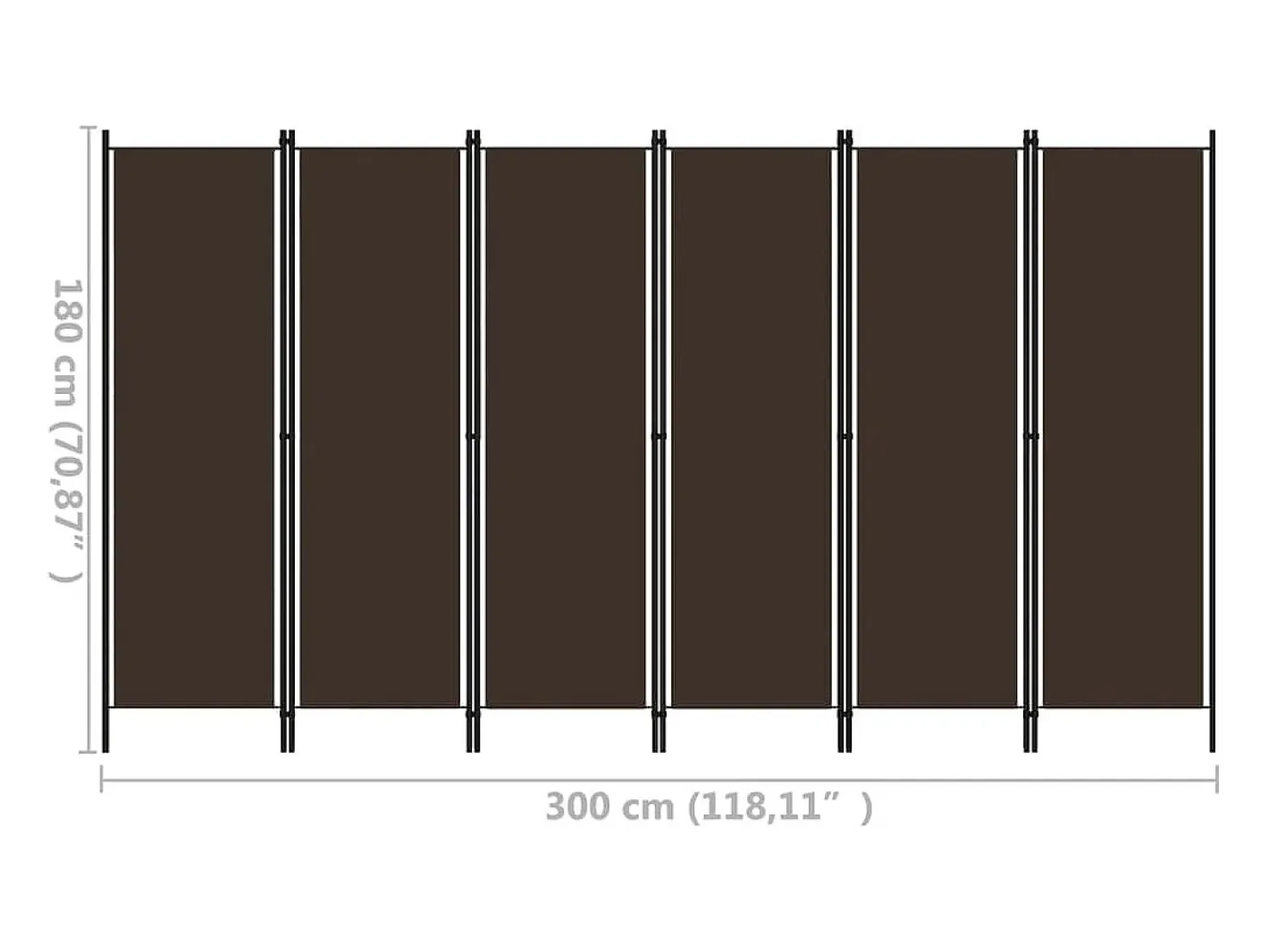 Mampara divisoria de 6 paneles Marrón 300x180 cm Marru00f3n
