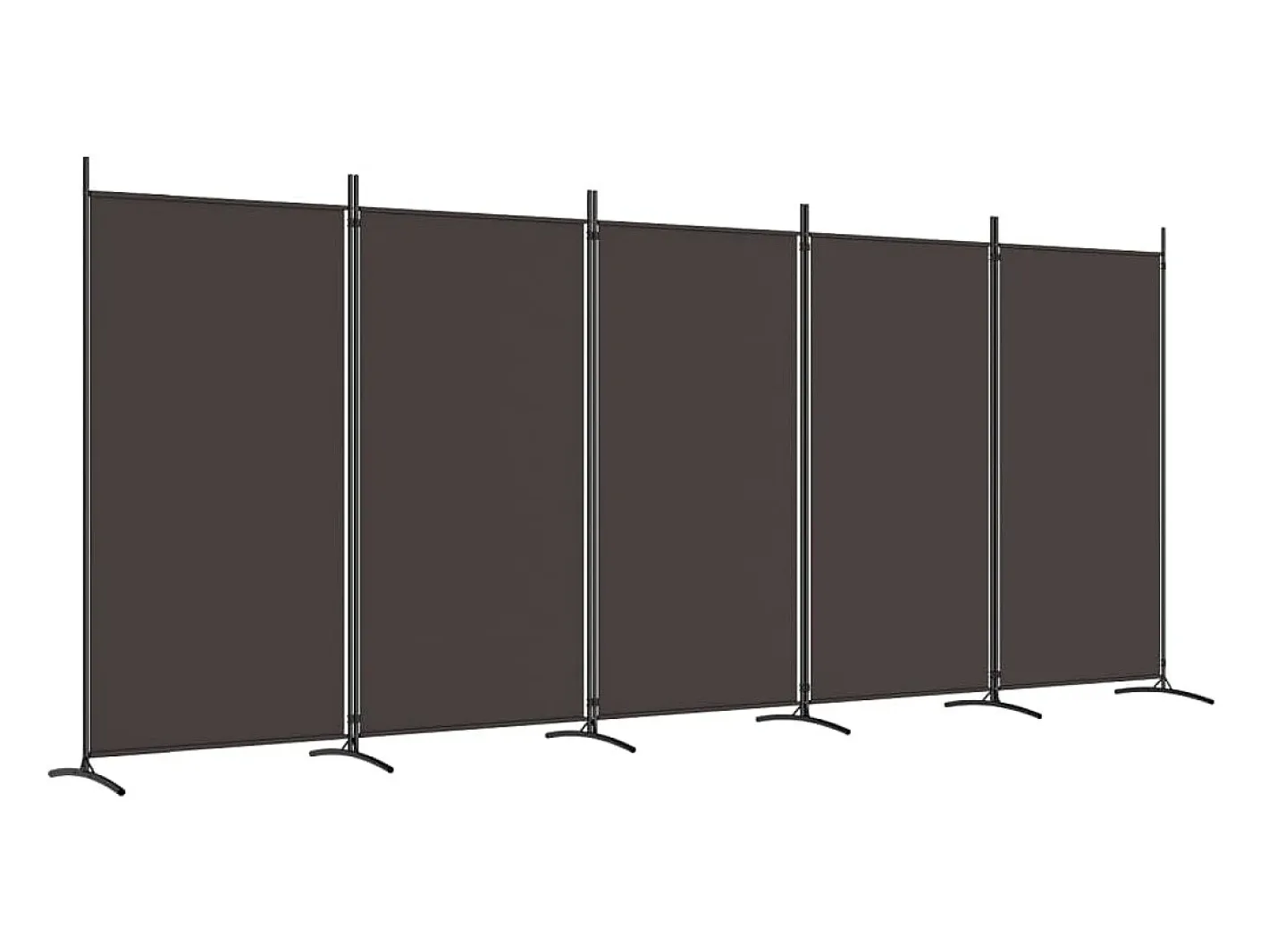 Biombo-Mampara divisoria de 5 paneles Marrón 433x180 cm Tela Marru00f3n
