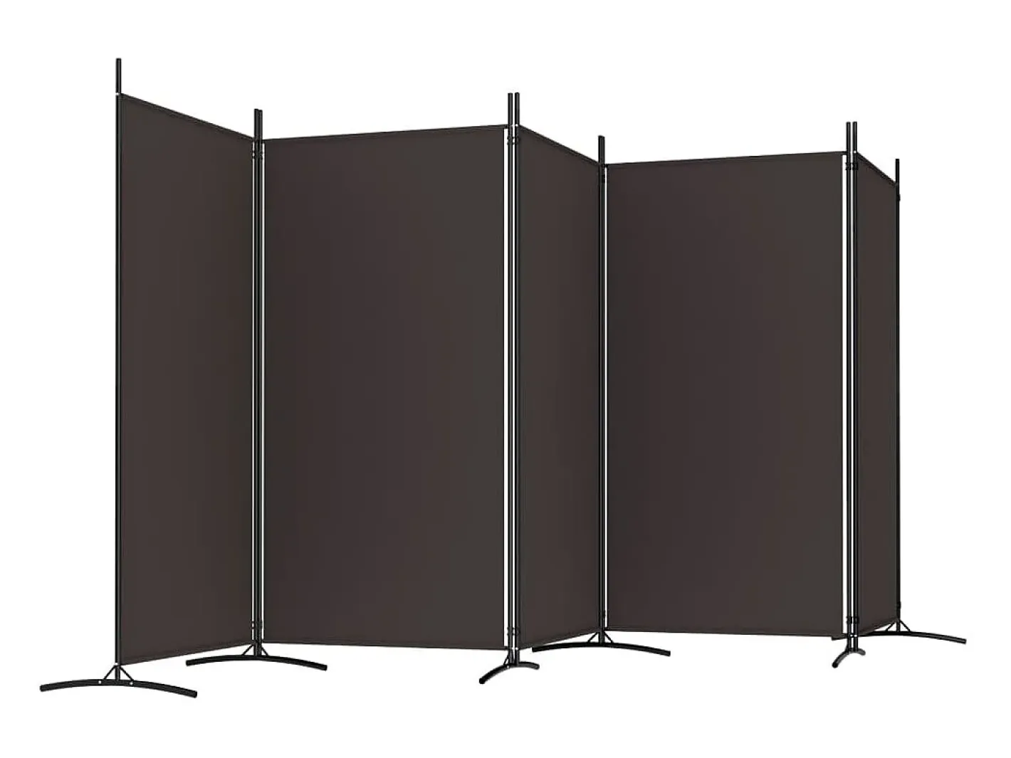 Biombo-Mampara divisoria de 5 paneles Marrón 433x180 cm Tela Marru00f3n