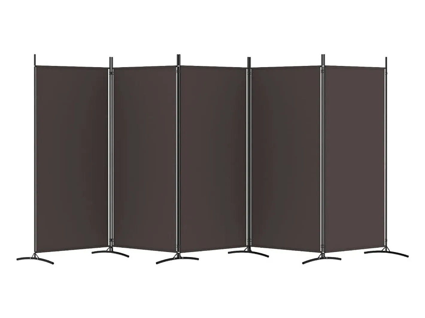 Biombo-Mampara divisoria de 5 paneles Marrón 433x180 cm Tela Marru00f3n