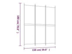 Mampara divisoria de 3 paneles Tela Blanca 150x180 cm Blanco Clearance