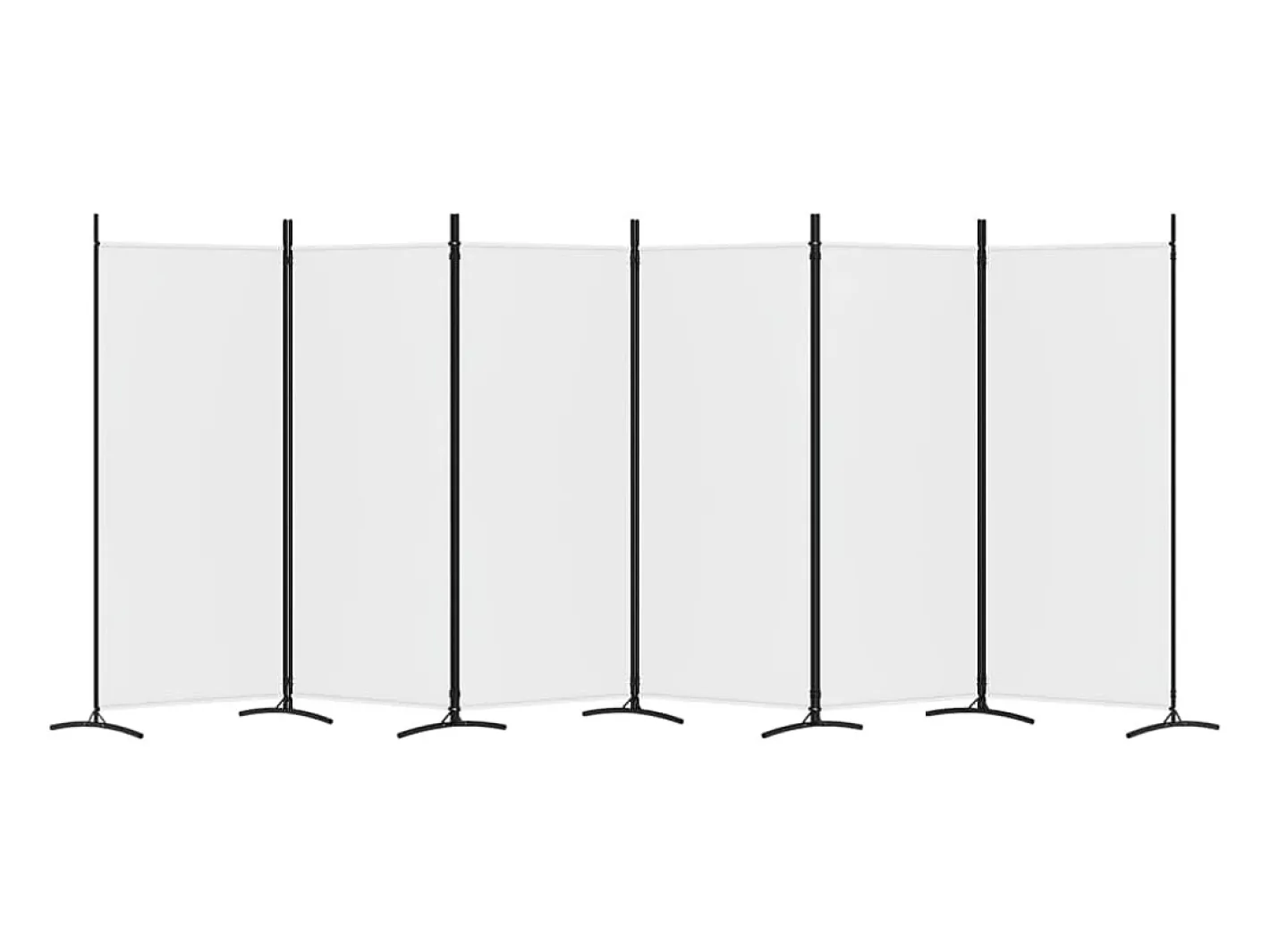 Mampara divisoria de 6 paneles Tela Blanca 520x180 cm Blanco New