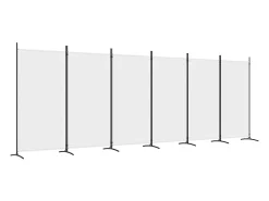 Mampara divisoria de 6 paneles Tela Blanca 520x180 cm Blanco New