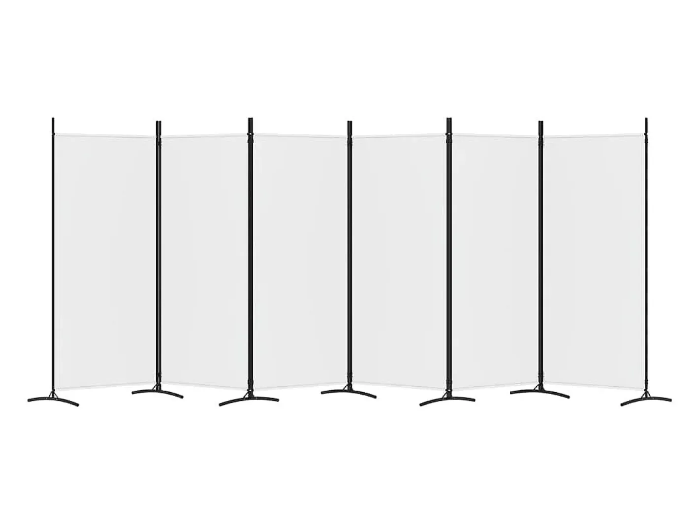 Mampara divisoria de 6 paneles Tela Blanca 520x180 cm Blanco New