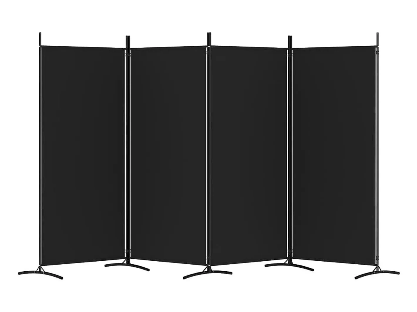 Biombo-Mampara divisoria de 4 paneles Tela Negra 346x180 cm Negro