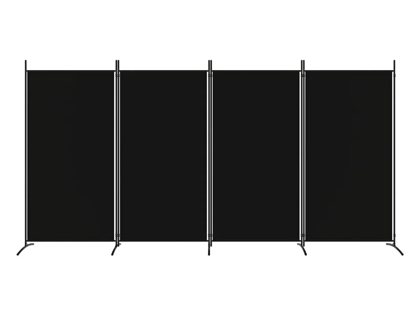 Biombo-Mampara divisoria de 4 paneles Tela Negra 346x180 cm Negro