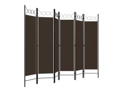 Biombo-Mampara divisoria de 6 paneles Marrón 240x180 cm Marru00f3n