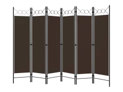 Biombo-Mampara divisoria de 6 paneles Marrón 240x180 cm Marru00f3n