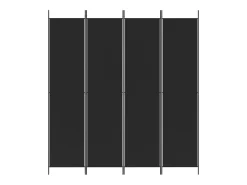 Sale Mampara divisoria de 4 paneles Tela Negra 200x220 cm Negro