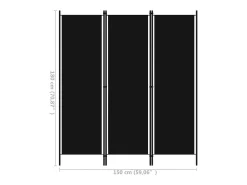 Discount Mampara divisoria de 3 paneles Negra 150x180 cm Negro