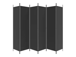 Mampara divisoria de 6 paneles Tela Negra 300x200 cm Negro Sale