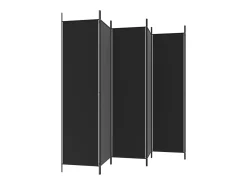 Mampara divisoria de 6 paneles Tela Negra 300x200 cm Negro Sale