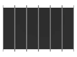 Mampara divisoria de 6 paneles Tela Negra 300x200 cm Negro Sale
