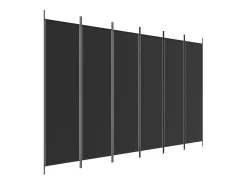 Mampara divisoria de 6 paneles Tela Negra 300x200 cm Negro Sale