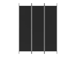 Mampara divisoria de 3 paneles Tela Negra 150x200 cm Negro