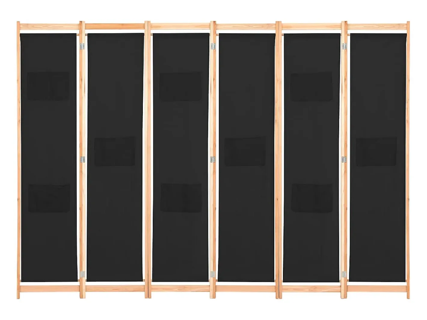 Hot Mampara divisoria de 6 paneles Tela Negra 240 x 170 x 4 cm Negro
