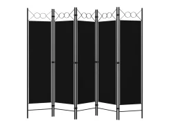 Mampara divisoria de 5 paneles Negra 200x180 cm Negro Outlet